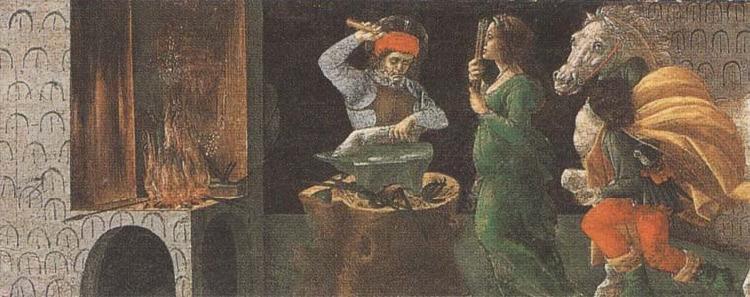 Sandro Botticelli St Eligius shoeing the detached leg of a horse oil painting image